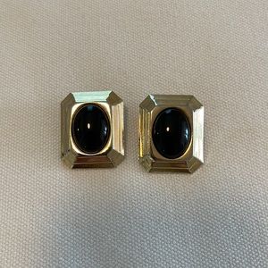 Vintage Black and Gold Clip Earrings